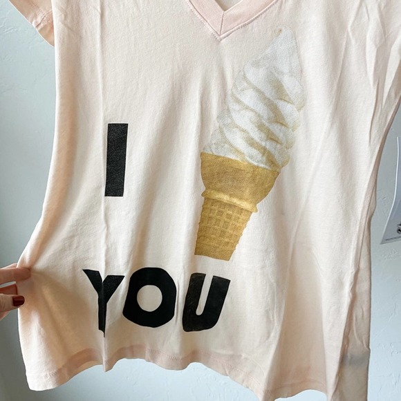 WILDFOX Women's Dionne Clean White "I (ice cream cone) You" Sweet Love Tee sz S - Picture 8 of 11